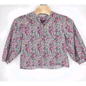 J. CREW Liberty Fabric Women's Large Blouse Puff Sleeve Floral Cottage Whimsical